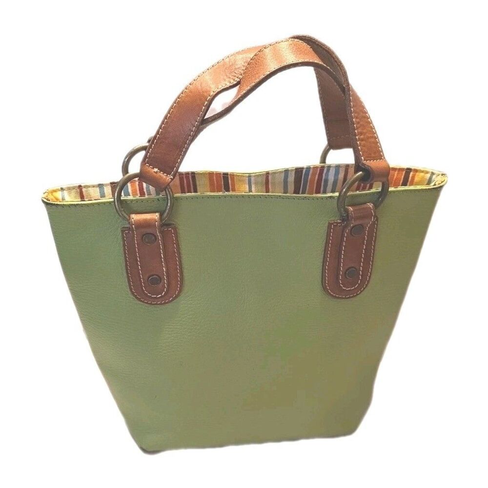 Maurizio Taiuti ITALY Satchel Tote Lime Green Pebbled Leather Small Handbag - Picture 4 of 16